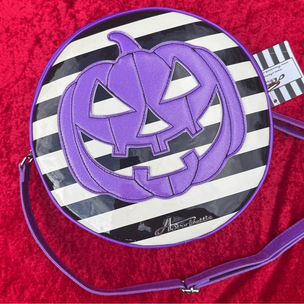 Spooky Jack! Pumpkin Purse - Violet Glitter Stripes